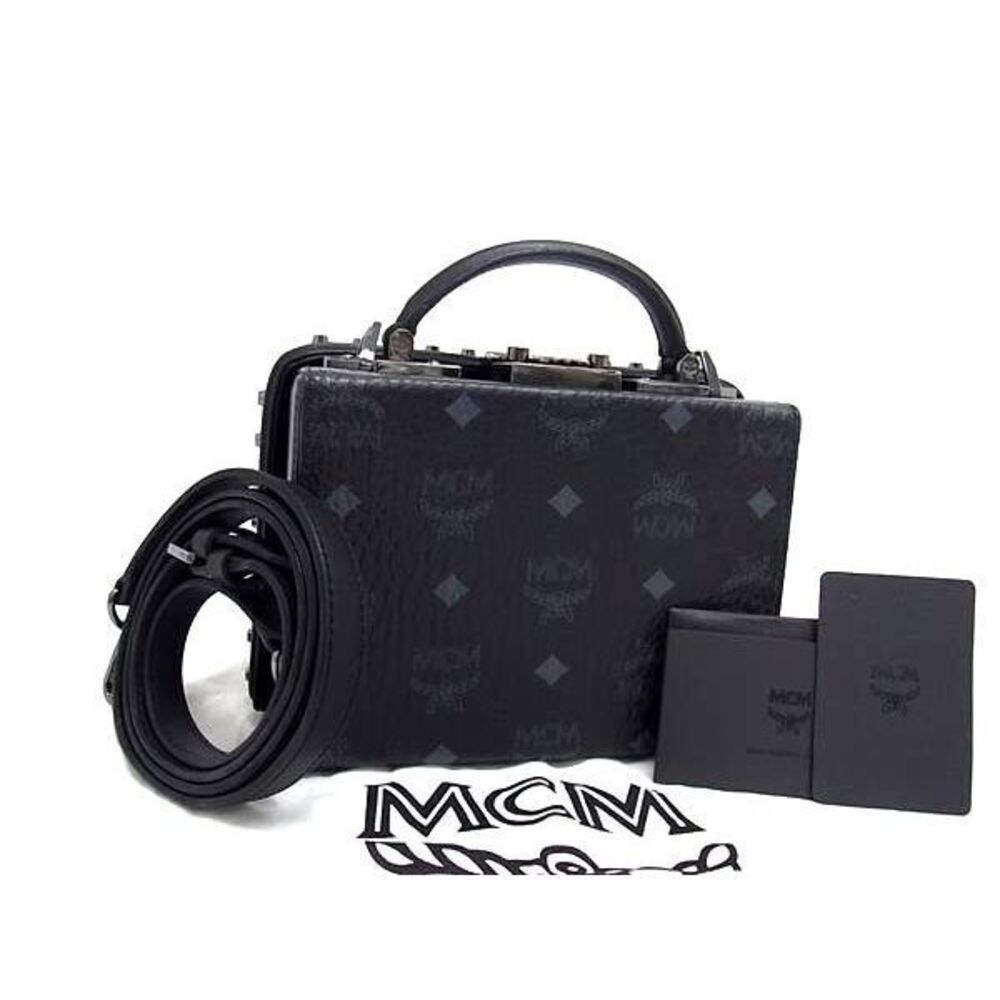 MCM Monogram Visetos Leather Handbag Shoulder Crossbody Black
